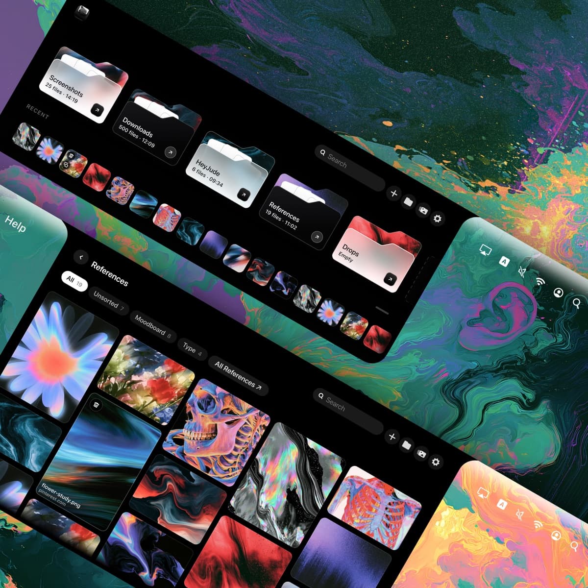 Foldrr — the folders and the References grid, where saved images are kept in collections